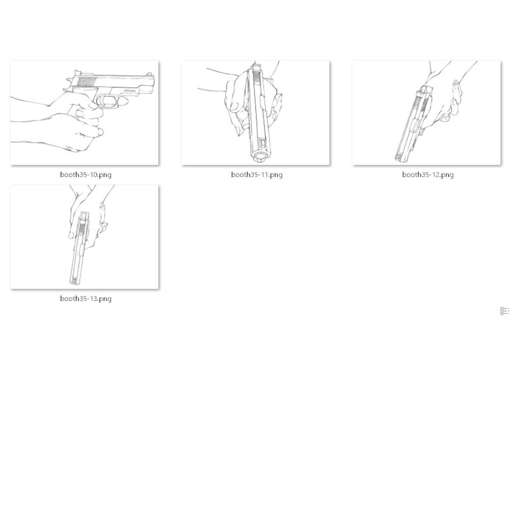 35.様々なアングルからの銃と手【イラスト・漫画用素材】無料サンプルあります