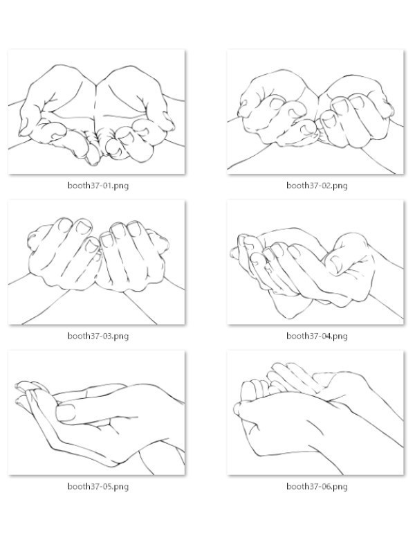 37.様々なアングルからのすくう・受け止める手【イラスト・漫画用素材】無料サンプルあります