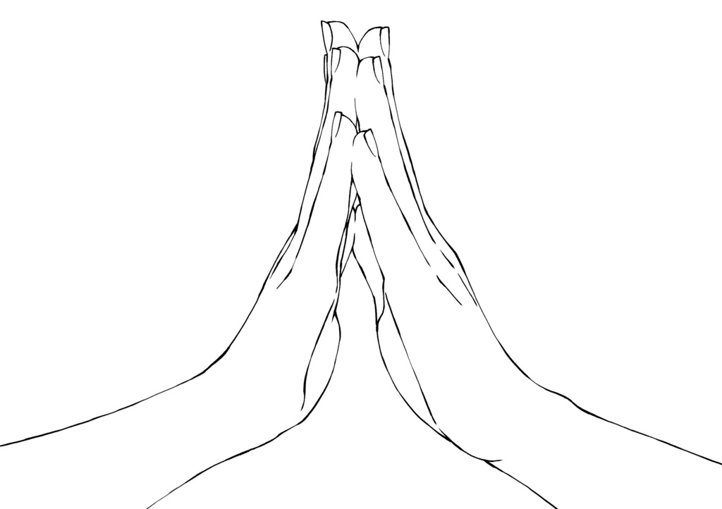 手を合わせるポーズ集:祈り・感謝・謝罪・「いただきます」に【漫画・イラスト用】背景透過PNG&ClipStudio用データ【無料サンプル有】:39