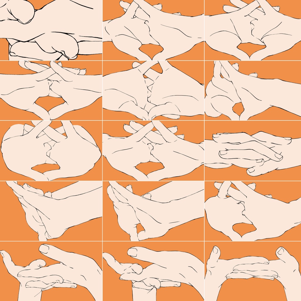 40.様々なアングルからのストレッチする手【イラスト・漫画用素材】無料サンプルあります