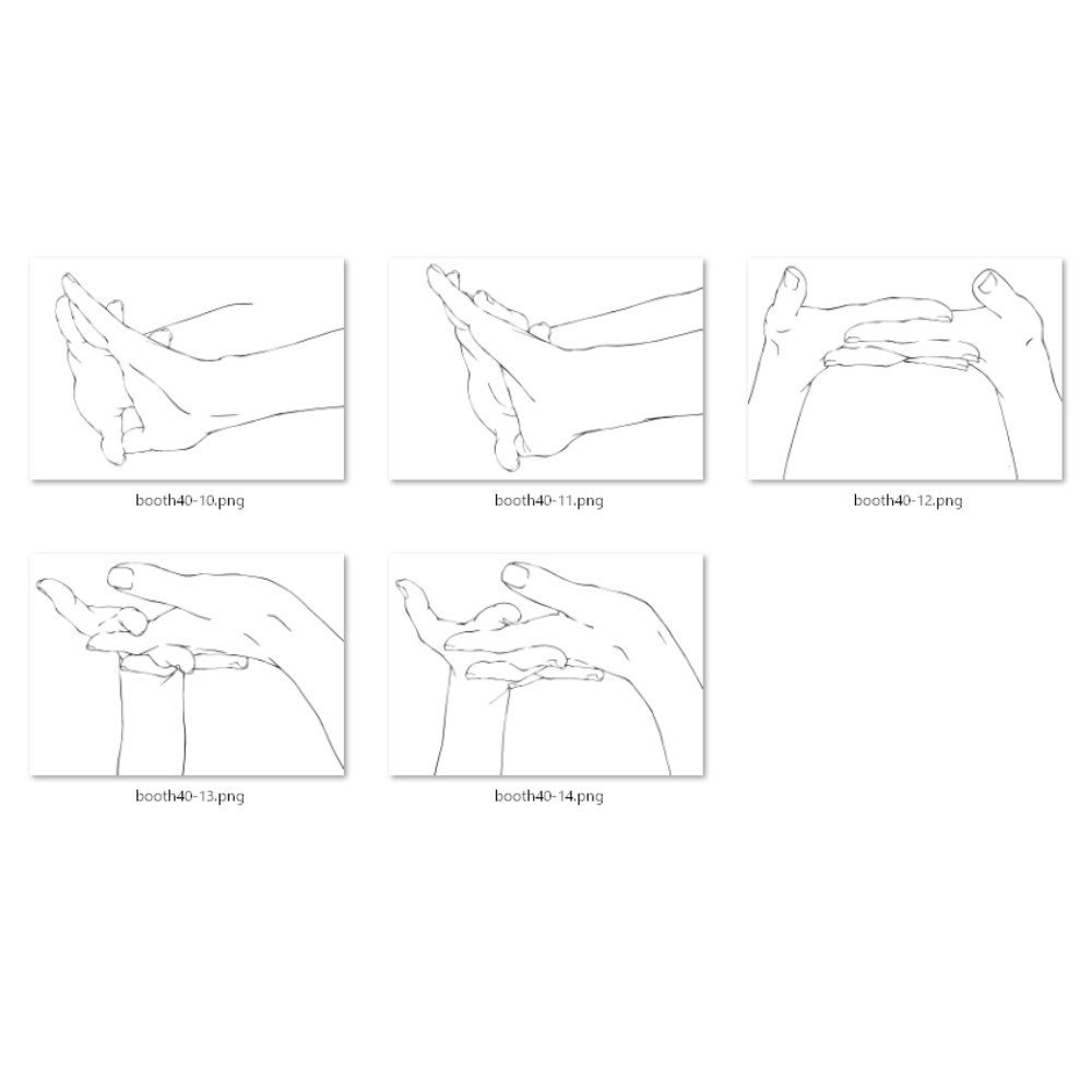 40.様々なアングルからのストレッチする手【イラスト・漫画用素材】無料サンプルあります