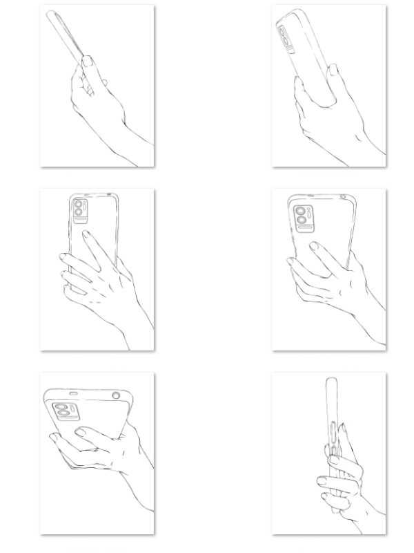 スマホを持つ手ポーズ集:片手操作・通話・自撮り・日常の仕草に【漫画・イラスト用】背景透過PNG&ClipStudio用データ【無料サンプル有】:41