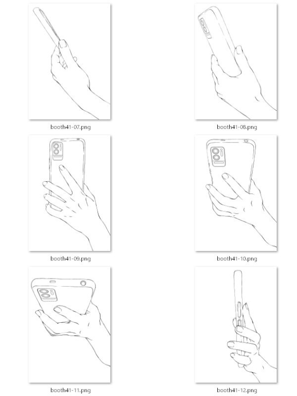 41.様々なアングルからのスマホを持つ手【イラスト・漫画用素材】無料サンプルあります
