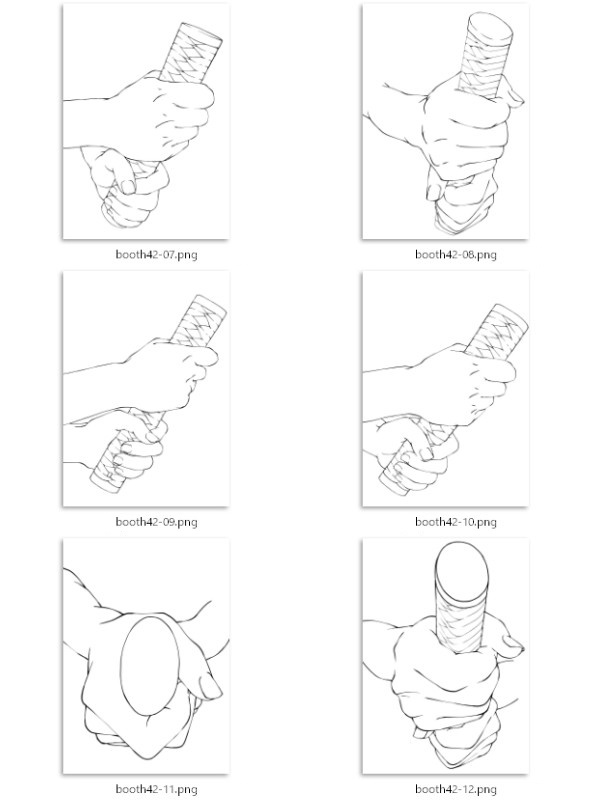 42.様々なアングルからの刀を握る手【イラスト・漫画用素材】無料サンプルあります