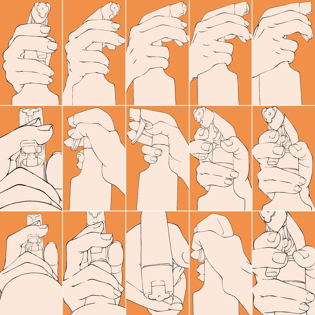 43.様々なアングルからのスプレーを持つ手【イラスト・漫画用素材】無料サンプルあります