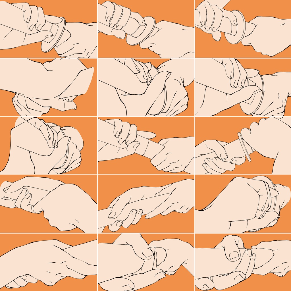 44.様々なアングルからの刀を抜く手・刀を握る手【イラスト・漫画用素材】無料サンプルあります