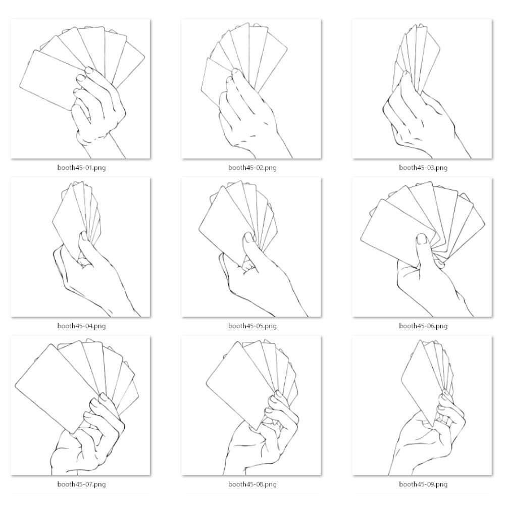 45.様々なアングルからのカードを片手で持つ手【イラスト・漫画用素材】無料サンプルあります