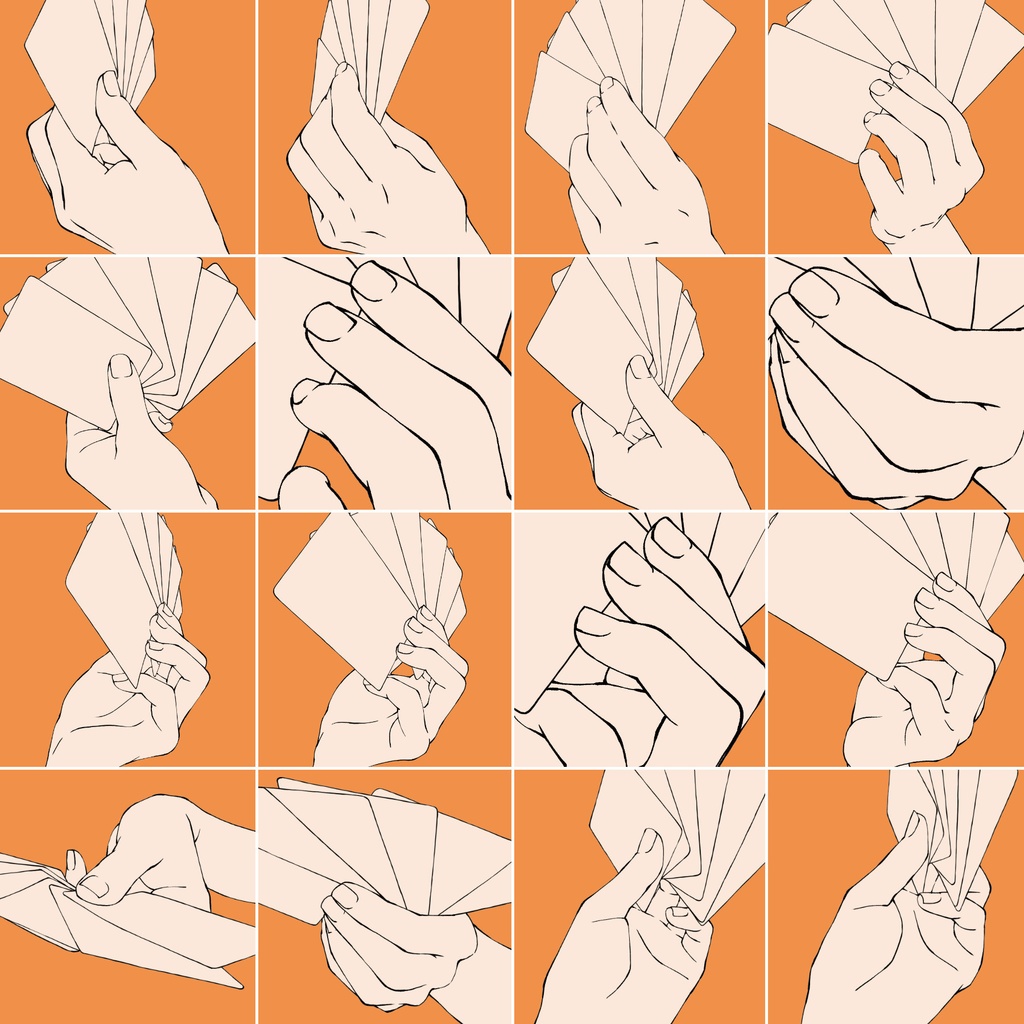 45.様々なアングルからのカードを片手で持つ手【イラスト・漫画用素材】無料サンプルあります