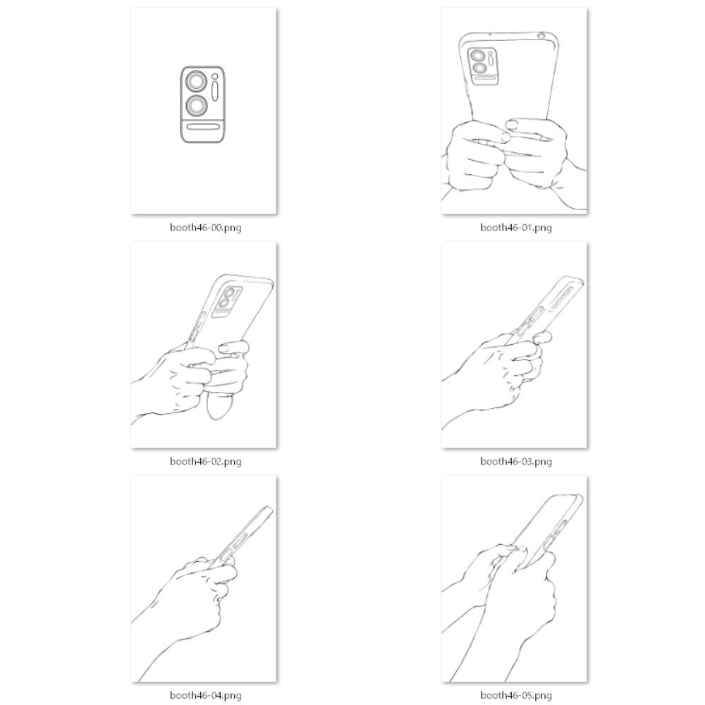 46.様々なアングルからの両手でスマホを持つ【イラスト・漫画素材】無料サンプルございます