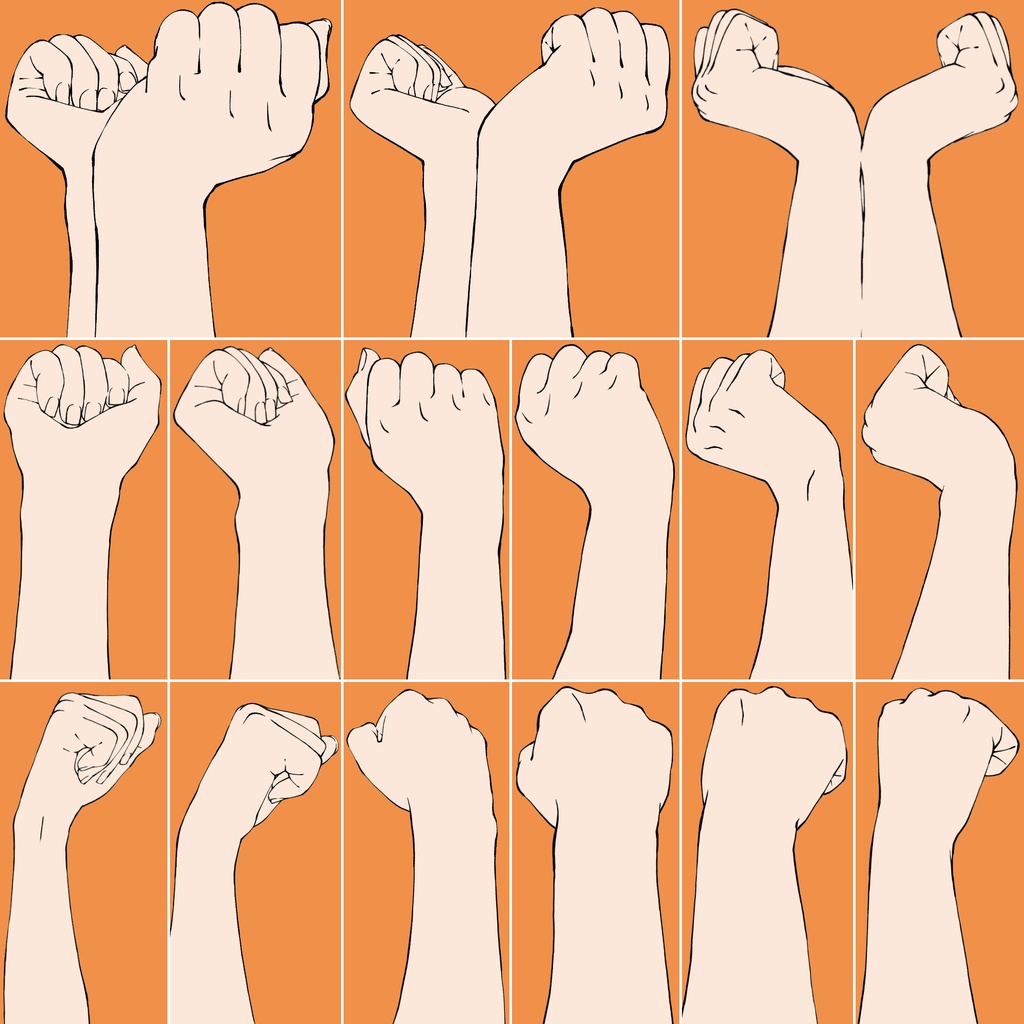 47.様々なアングルからの頬杖をつく手【イラスト・漫画用素材】無料サンプルございます