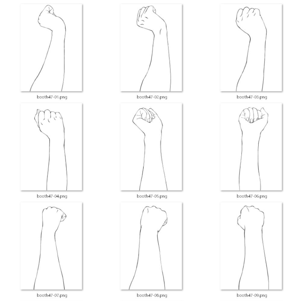 47.様々なアングルからの頬杖をつく手【イラスト・漫画用素材】無料サンプルございます