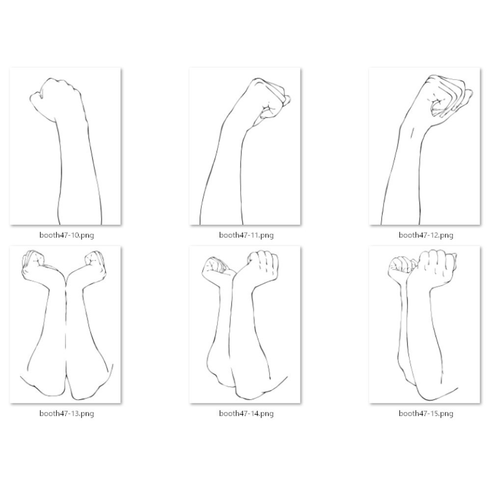 47.様々なアングルからの頬杖をつく手【イラスト・漫画用素材】無料サンプルございます