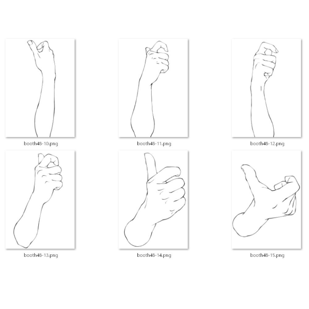 48.様々なアングルからの考えるポーズの手【イラスト・漫画用素材】無料サンプルございます