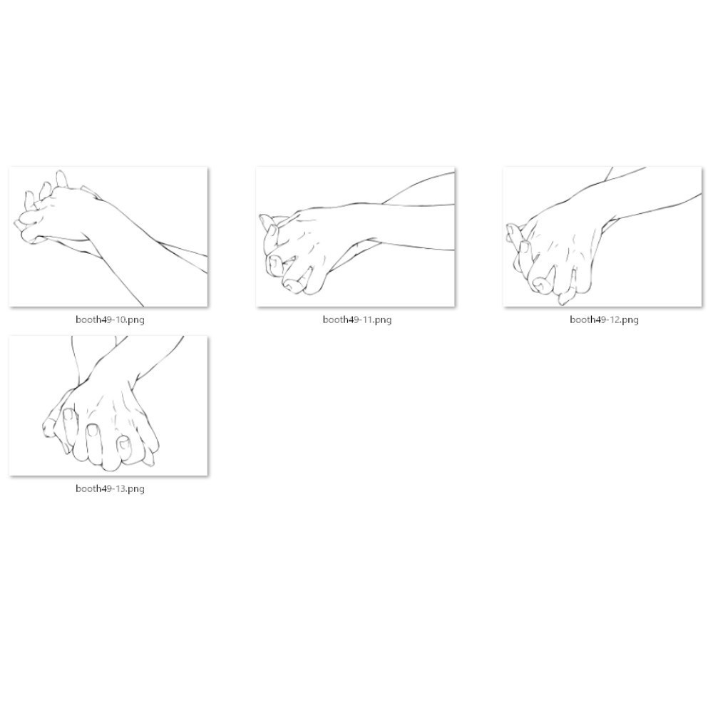 49.様々なアングルからの重ねた手【イラスト・漫画用素材】無料サンプルございます