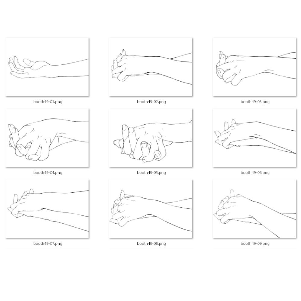 49.様々なアングルからの重ねた手【イラスト・漫画用素材】無料サンプルございます