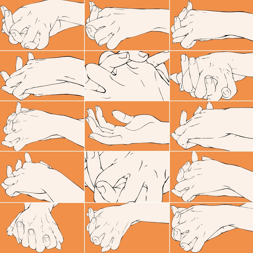 49.様々なアングルからの重ねた手【イラスト・漫画用素材】無料サンプルございます