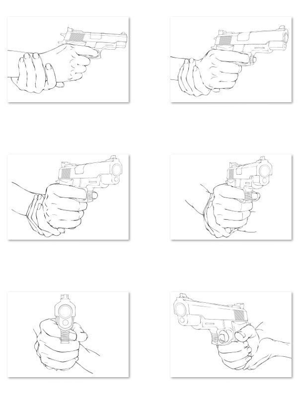 銃と手のポーズ集:本格的な構え・タクティカルな射撃シーンに【漫画・イラスト用】背景透過PNG&ClipStudio用データ【無料サンプル有】:50
