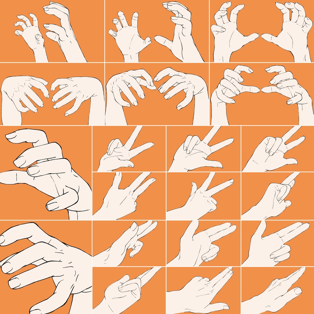 52.様々なアングルからの手のポーズ【イラスト・漫画用素材】無料サンプルございます