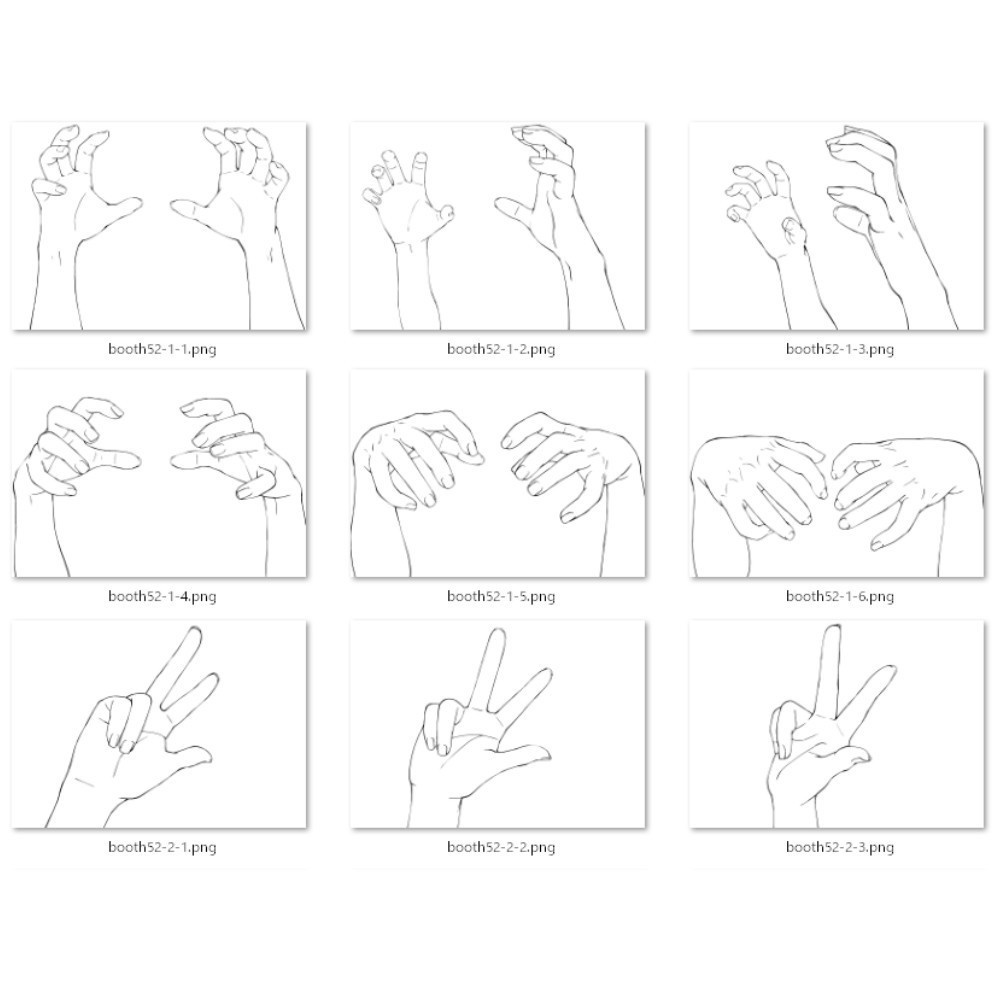 52.様々なアングルからの手のポーズ【イラスト・漫画用素材】無料サンプルございます