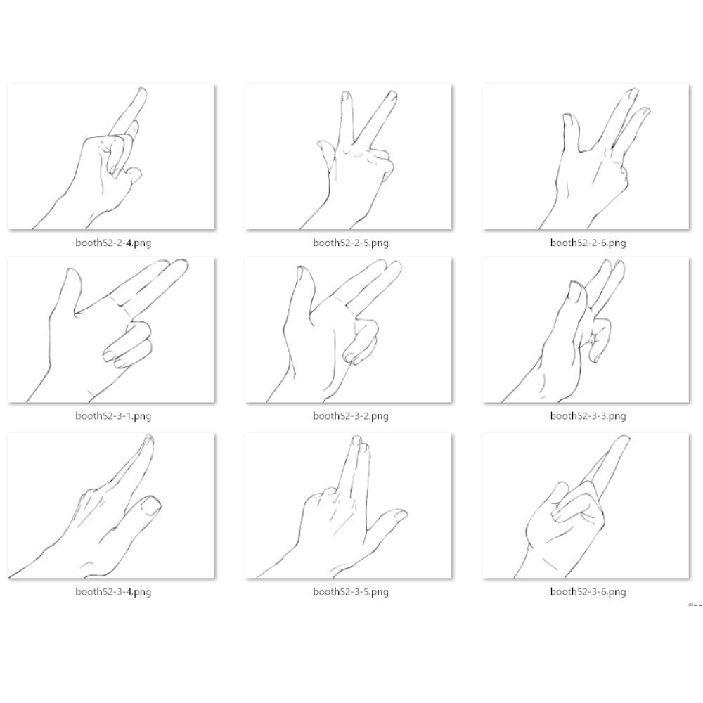 52.様々なアングルからの手のポーズ【イラスト・漫画用素材】無料サンプルございます