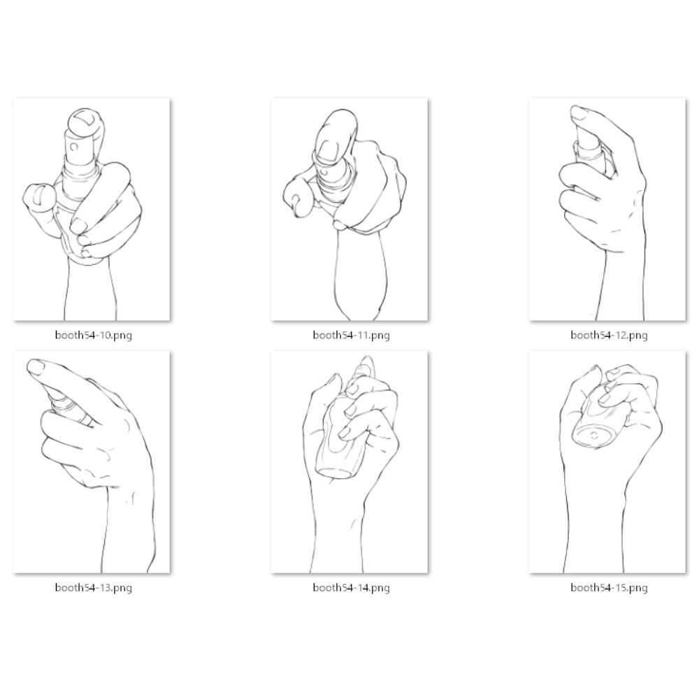 54.様々なアングルからの香水・小さいスプレーを持つ手【イラスト・漫画用素材】無料サンプルございます