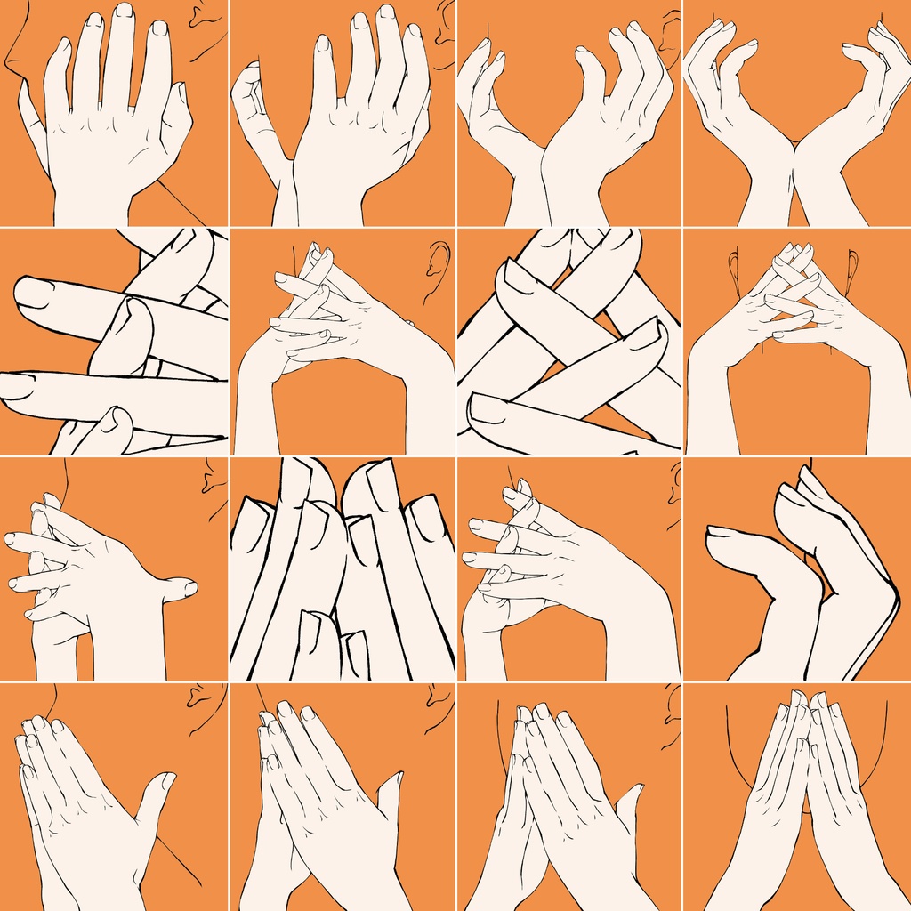 55.様々なアングルからの顔と手のポーズ【イラスト・漫画用素材】無料サンプルございます