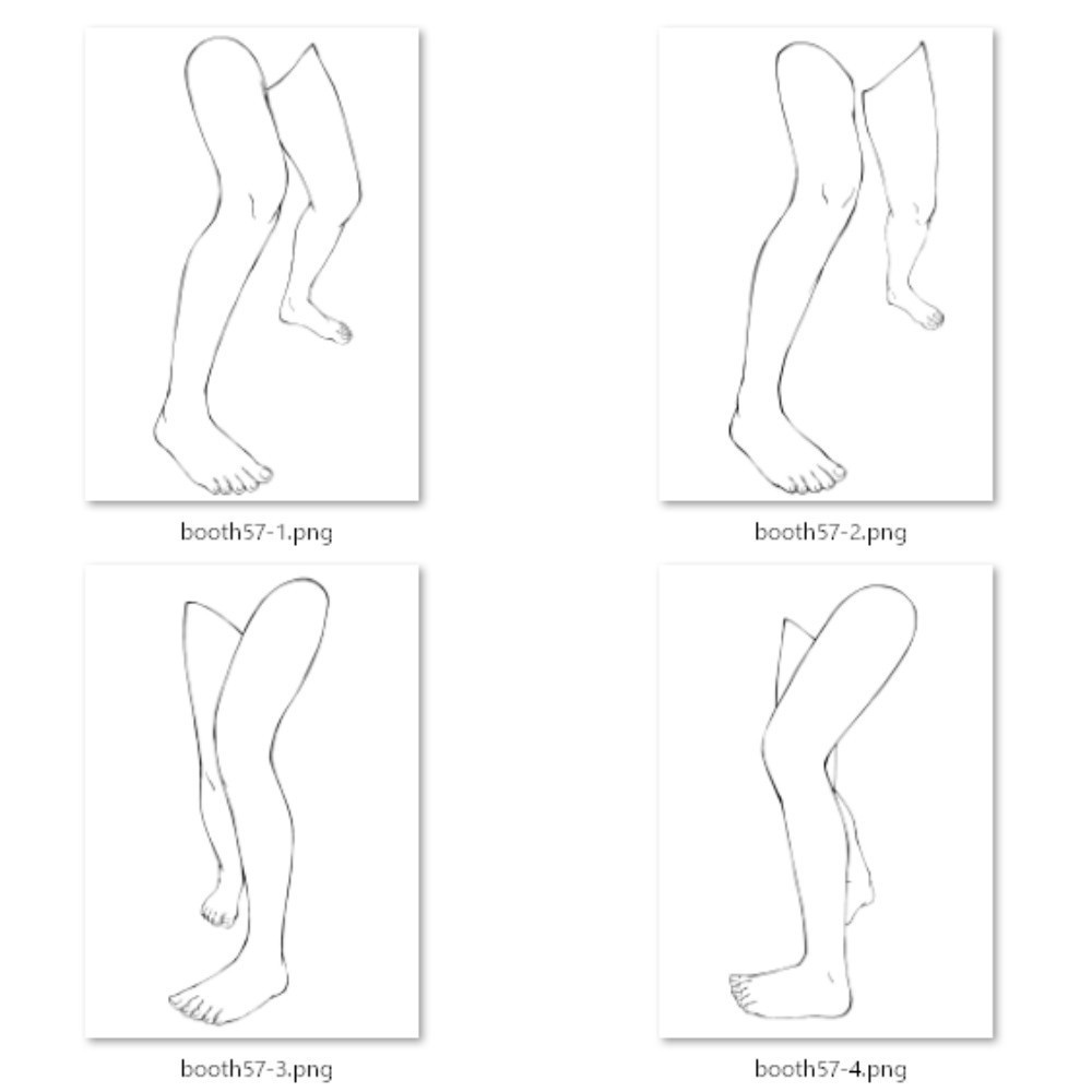 57.【無料フリー素材】構える足【イラスト・漫画用素材】