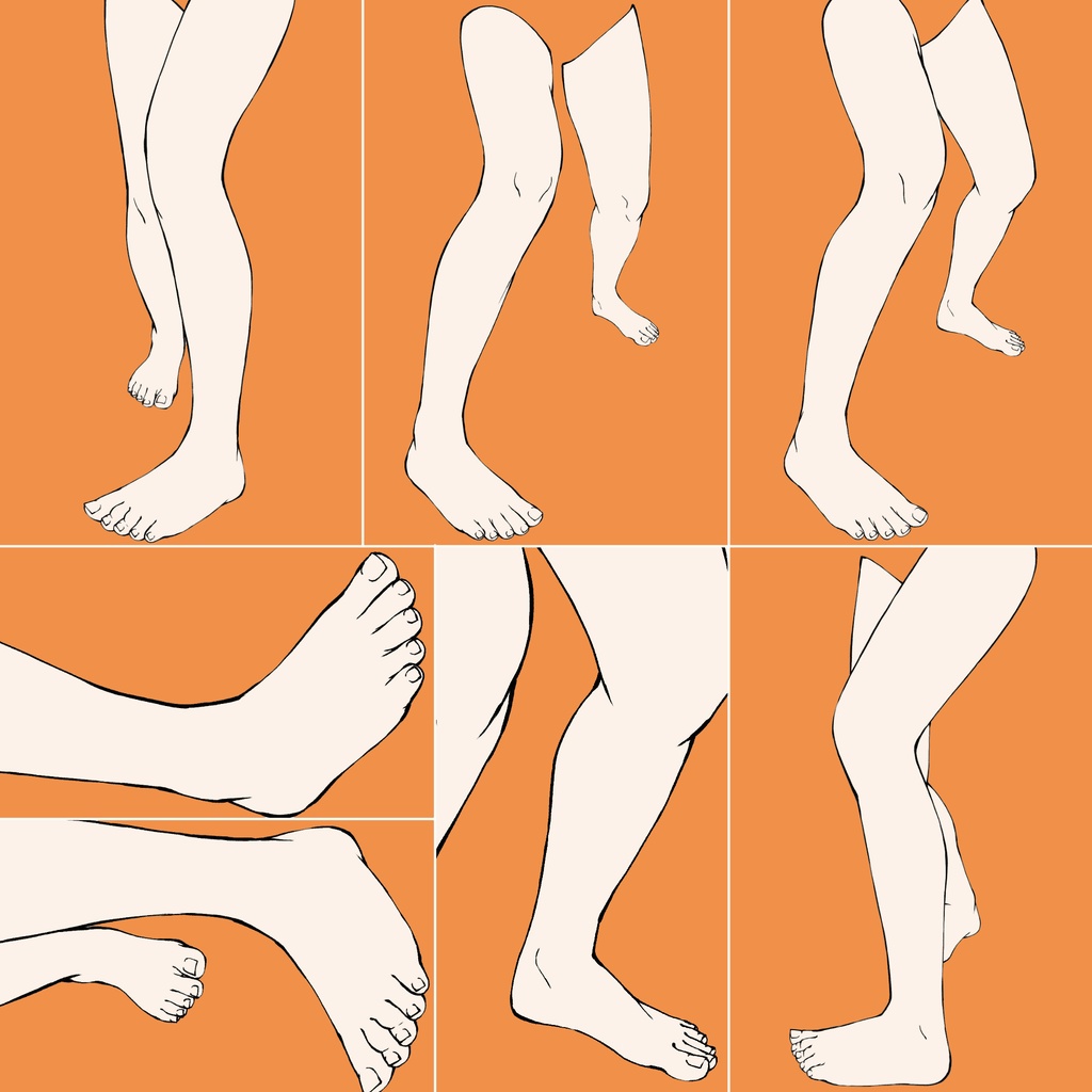 57.【無料フリー素材】構える足【イラスト・漫画用素材】