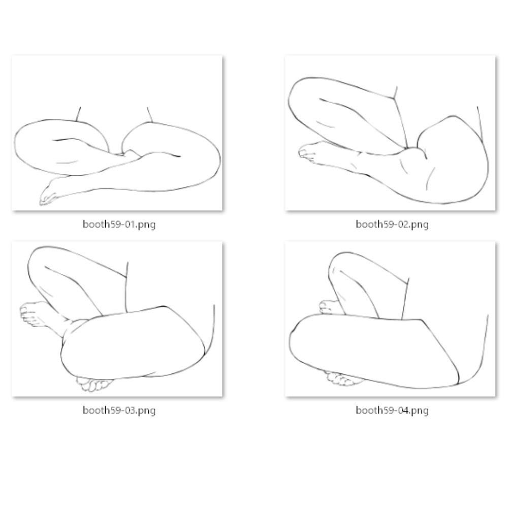 59.様々なアングルからのあぐらをかく足【イラスト・漫画用素材】無料サンプルございます