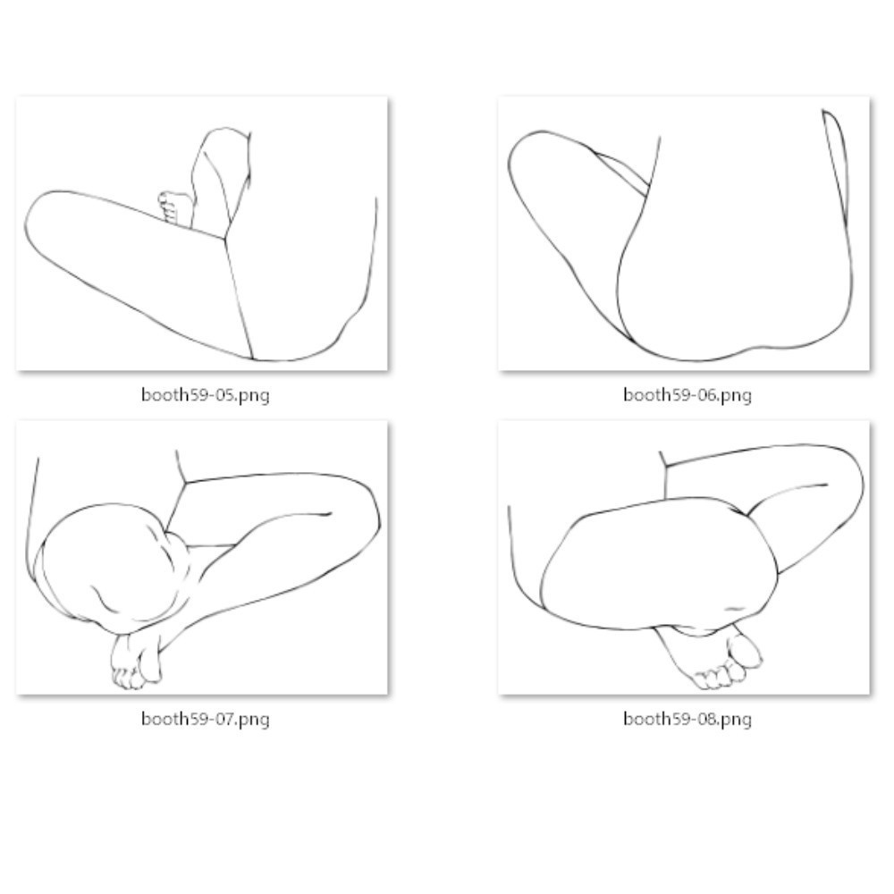 59.様々なアングルからのあぐらをかく足【イラスト・漫画用素材】無料サンプルございます