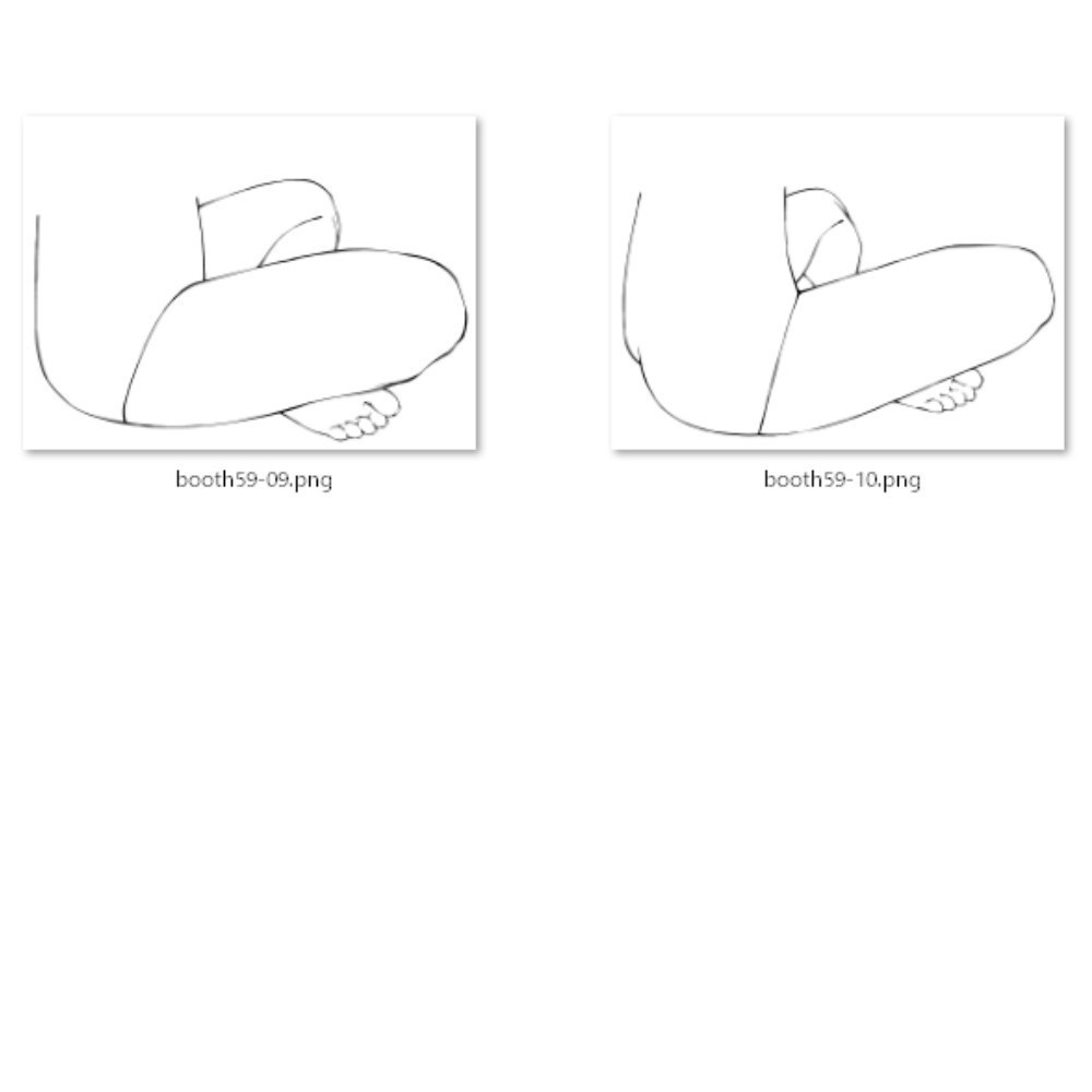 59.様々なアングルからのあぐらをかく足【イラスト・漫画用素材】無料サンプルございます