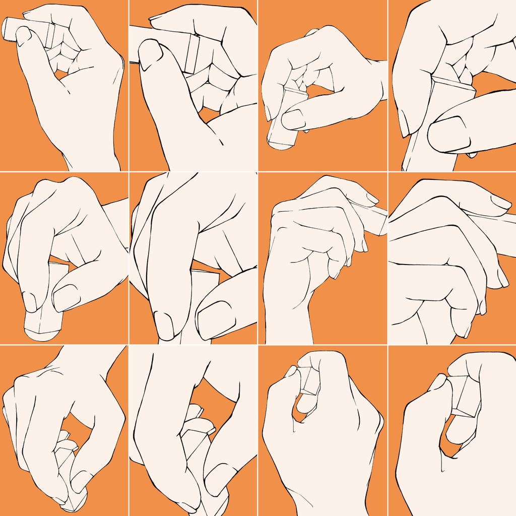 60.【無料フリー素材】様々なアングルからの消しゴムを持つ手【イラスト・漫画用素材】