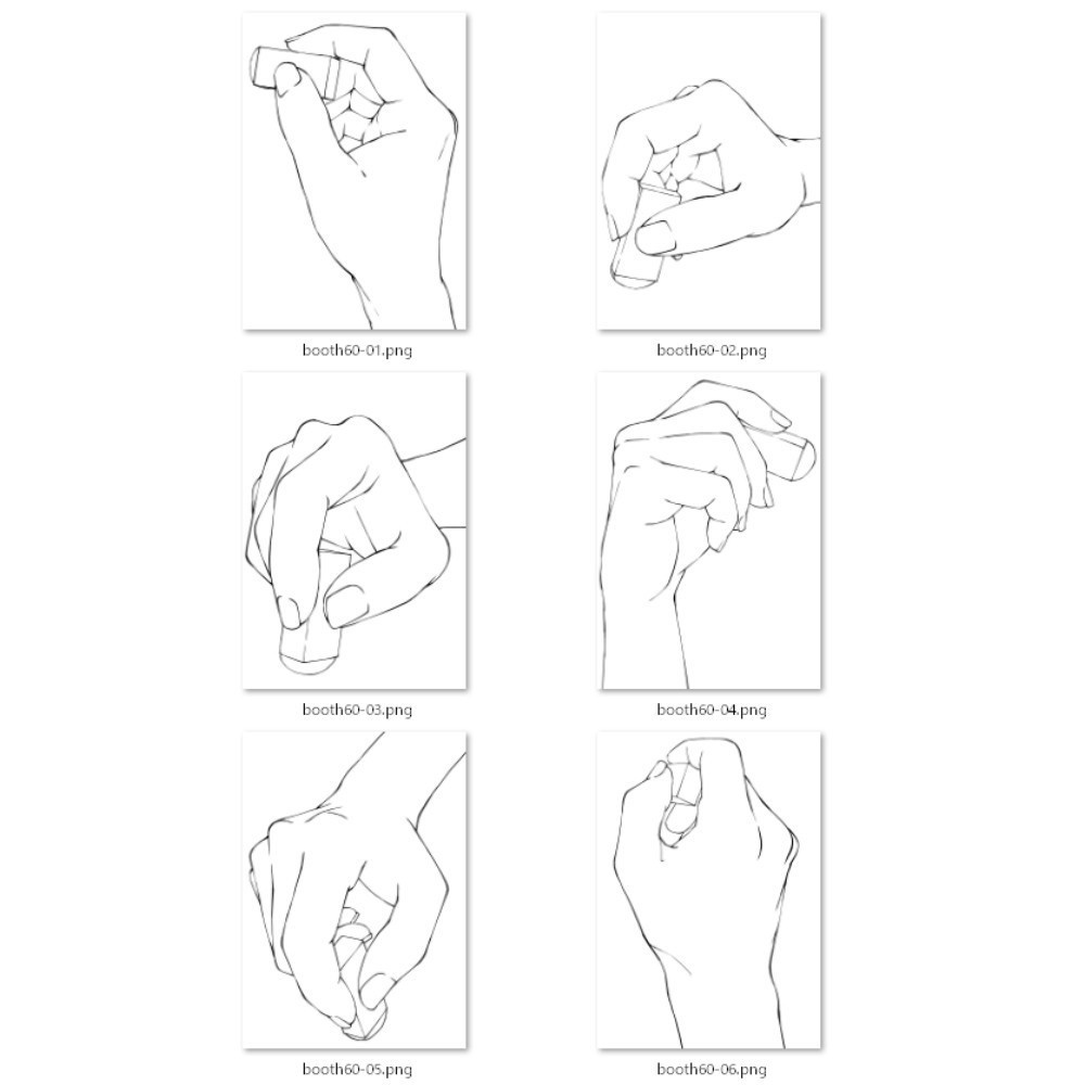 60.【無料フリー素材】様々なアングルからの消しゴムを持つ手【イラスト・漫画用素材】