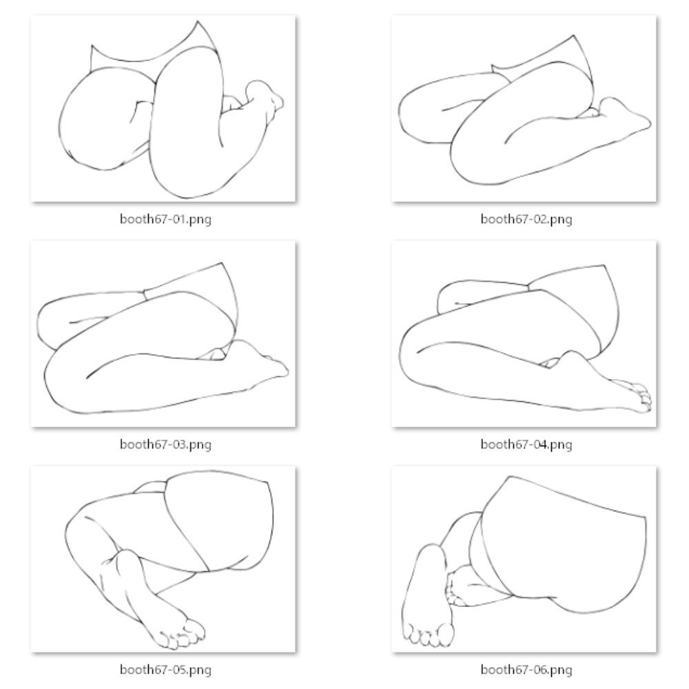 67.様々なアングルからの横座り・ぺたんこ座り【イラスト・漫画用素材】無料サンプルございます