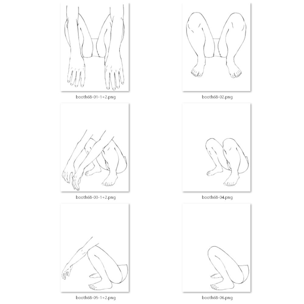 68.様々なアングルからのヤンキー座り【イラスト・漫画用素材】無料サンプルございます