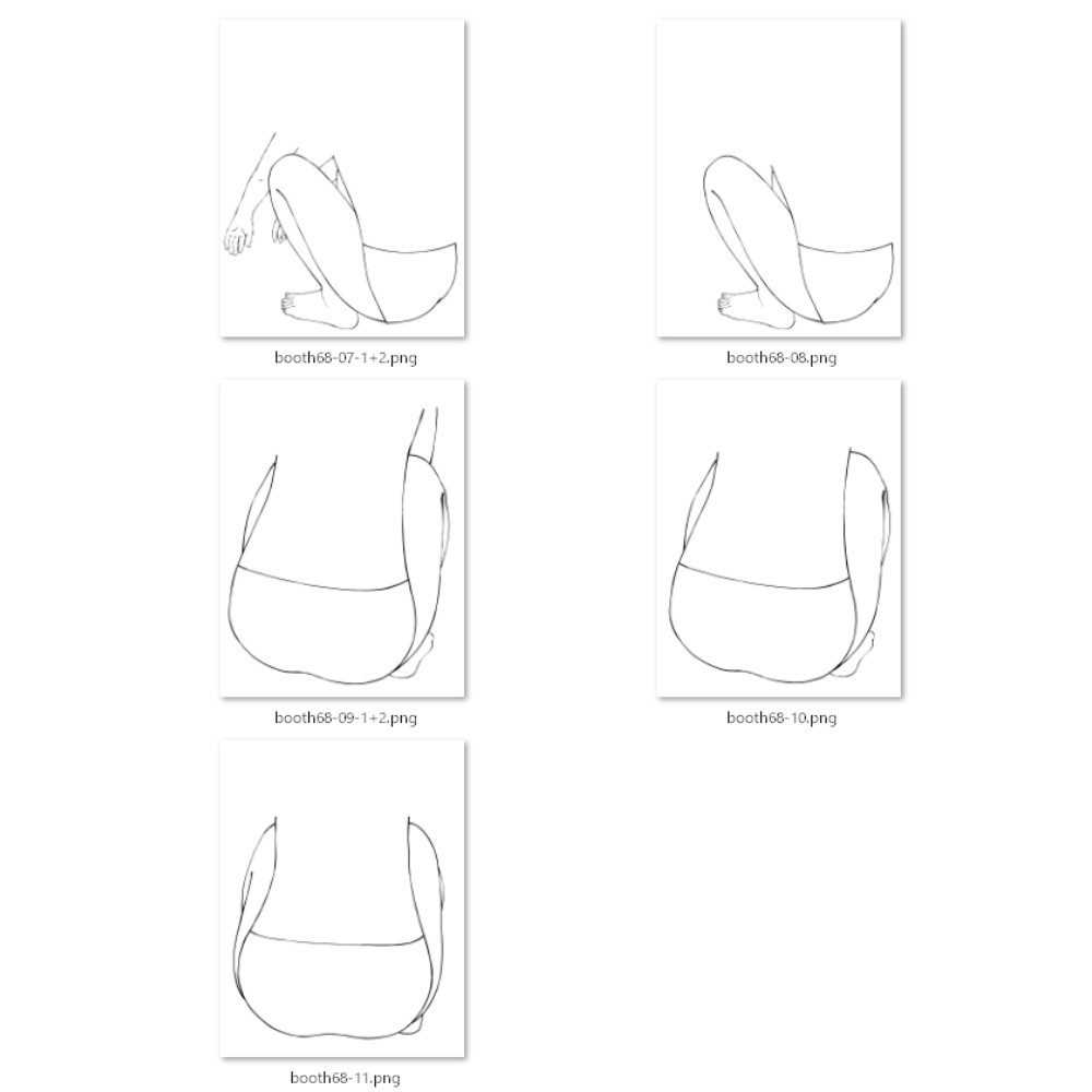 68.様々なアングルからのヤンキー座り【イラスト・漫画用素材】無料サンプルございます