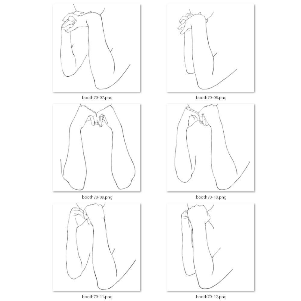 70.様々なアングルからの顔と手のポーズ【イラスト・漫画用素材】無料サンプルございます