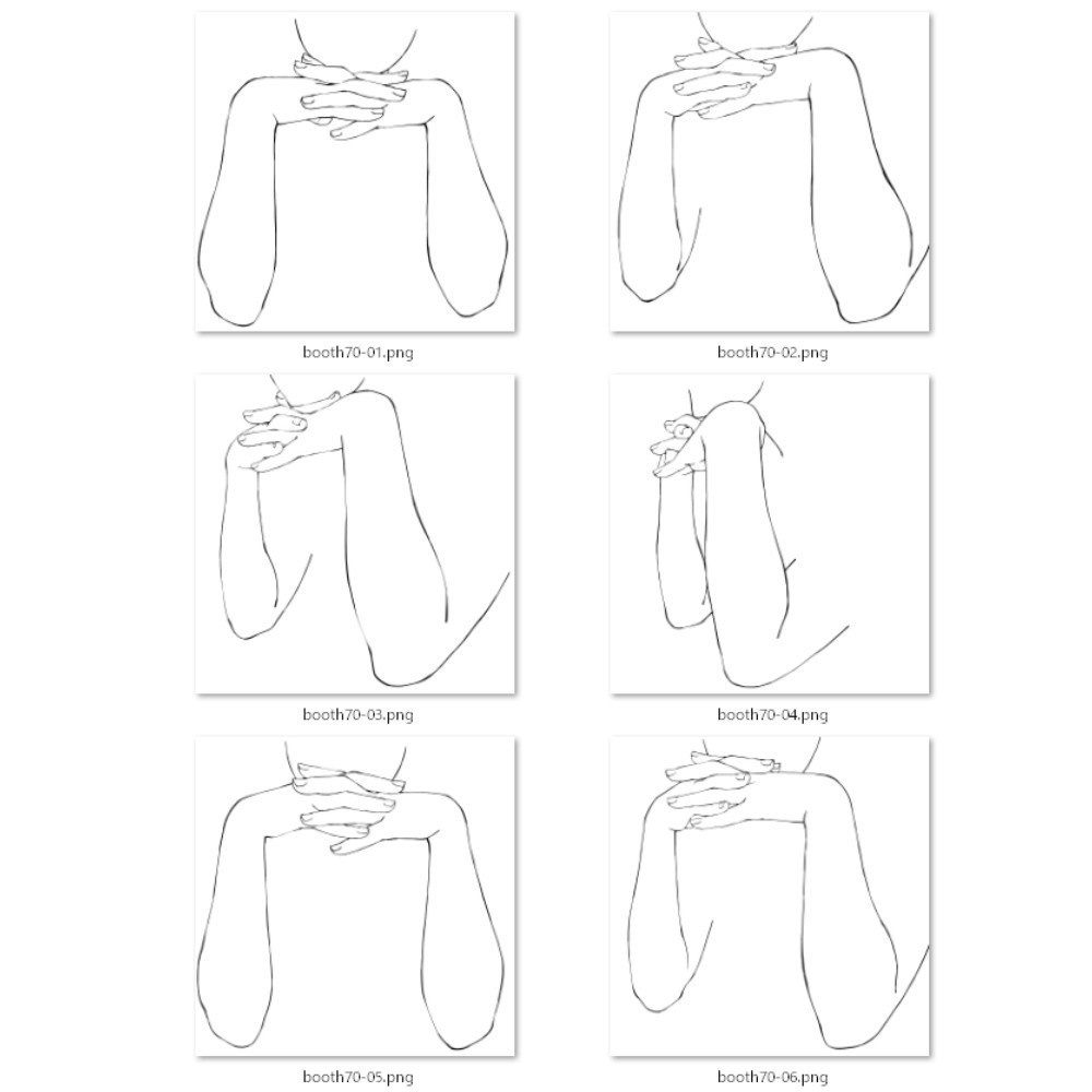 70.様々なアングルからの顔と手のポーズ【イラスト・漫画用素材】無料サンプルございます