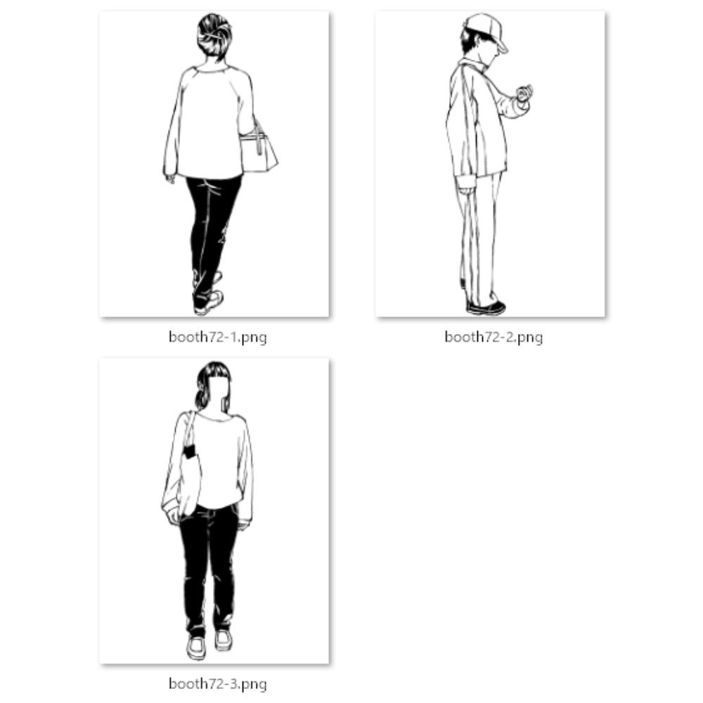 72.【無料フリー素材】街並みの風景に溶け込むモブ【イラスト・漫画用素材】