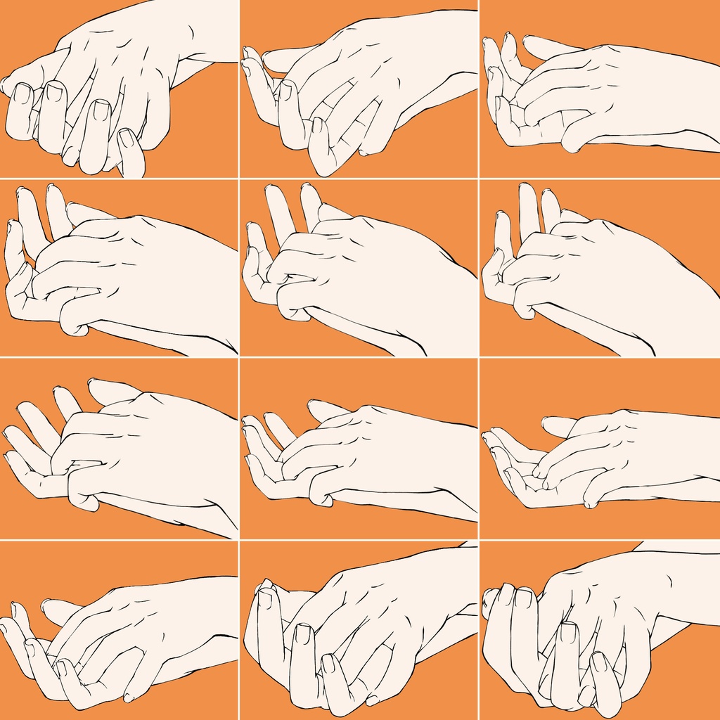 73.様々なアングルからの重ねた手【イラスト・漫画用素材】無料サンプルございます