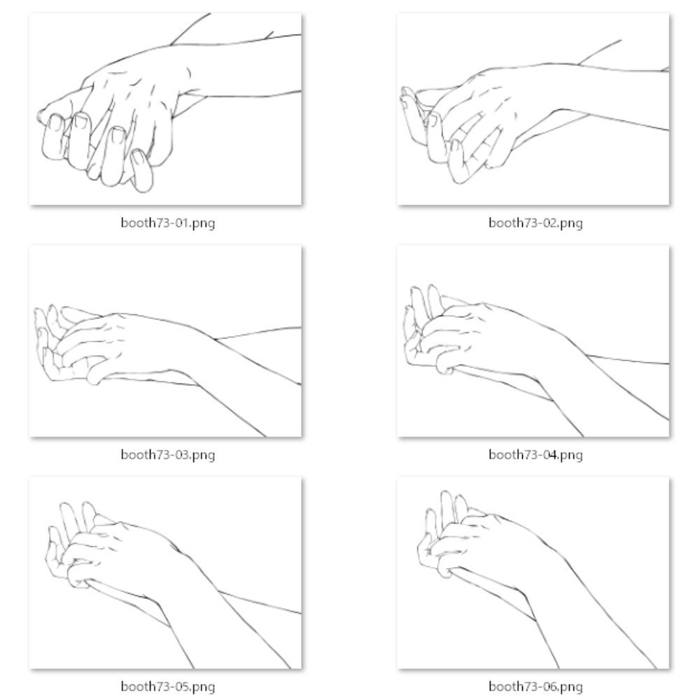 73.様々なアングルからの重ねた手【イラスト・漫画用素材】無料サンプルございます