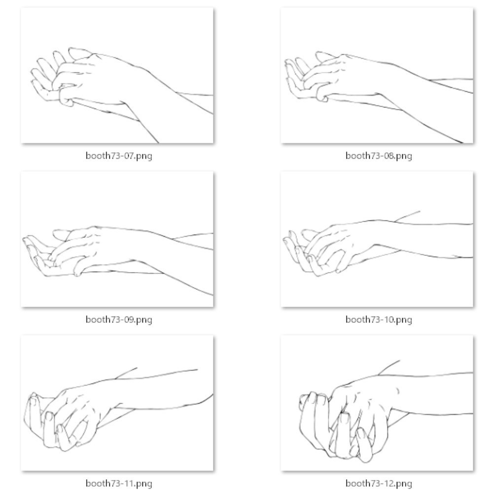 73.様々なアングルからの重ねた手【イラスト・漫画用素材】無料サンプルございます