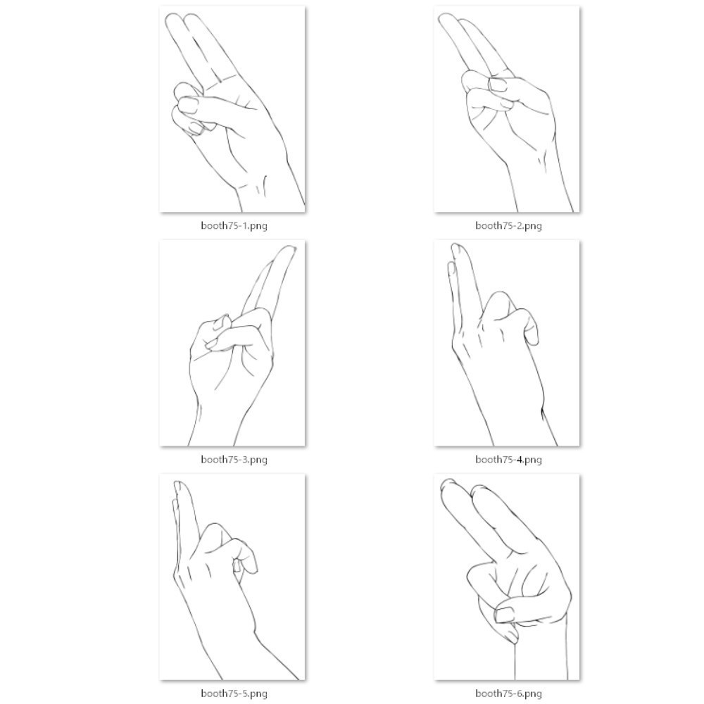 75.【無料フリー素材】様々なアングルからの手のポーズ【イラスト・漫画用素材】