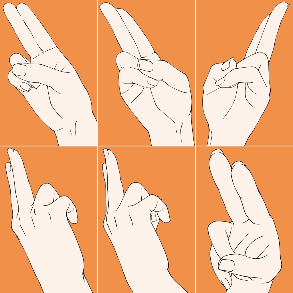 75.【無料フリー素材】様々なアングルからの手のポーズ【イラスト・漫画用素材】