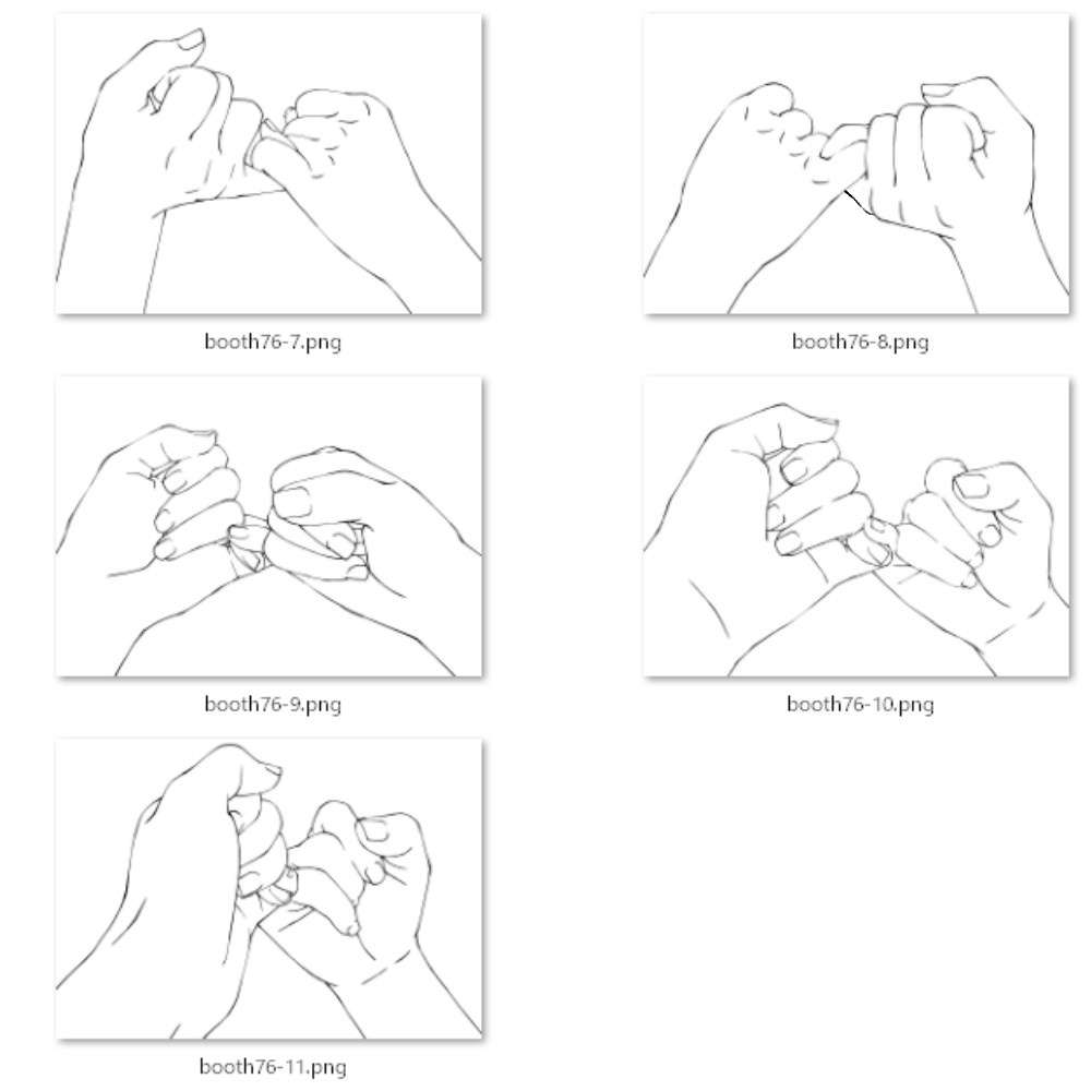 76.様々なアングルからの約束するときの手【イラスト・漫画用素材】無料サンプルございます