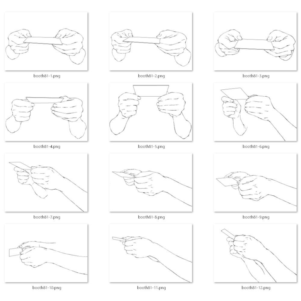81.様々なアングルからの名刺を渡す・受け取った手【イラスト・漫画用素材】無料サンプルございます