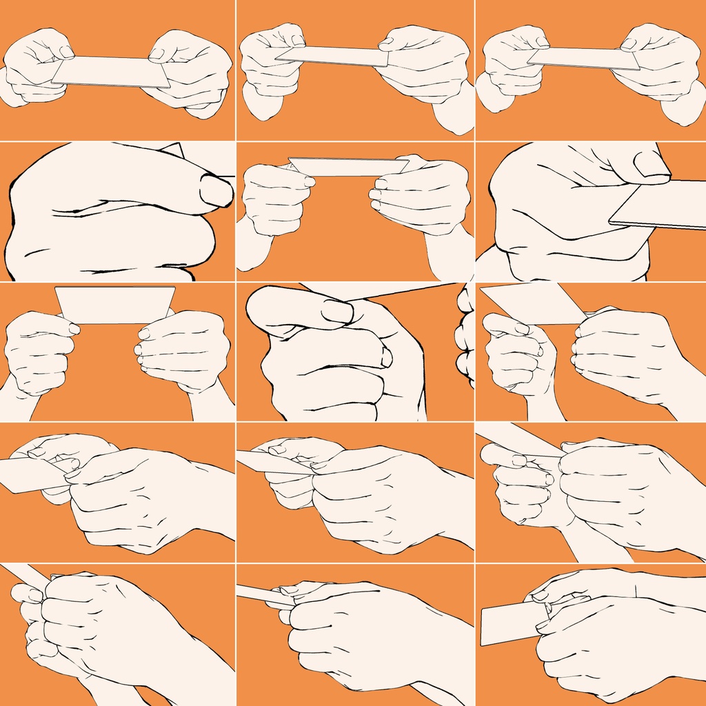 81.様々なアングルからの名刺を渡す・受け取った手【イラスト・漫画用素材】無料サンプルございます