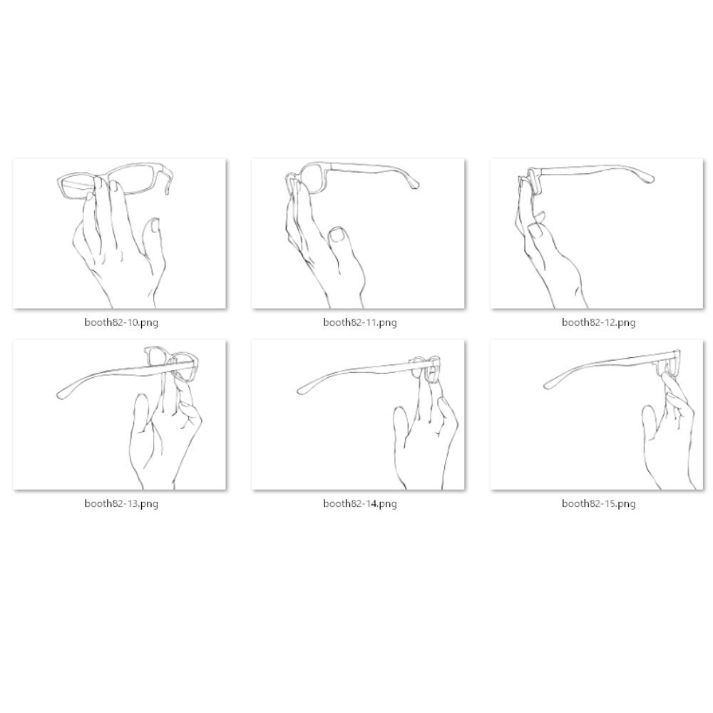 82.様々なアングルからのメガネと手【イラスト・漫画用素材】無料サンプルございます