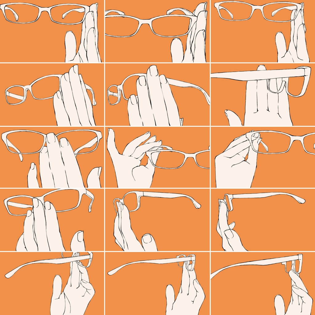 82.様々なアングルからのメガネと手【イラスト・漫画用素材】無料サンプルございます
