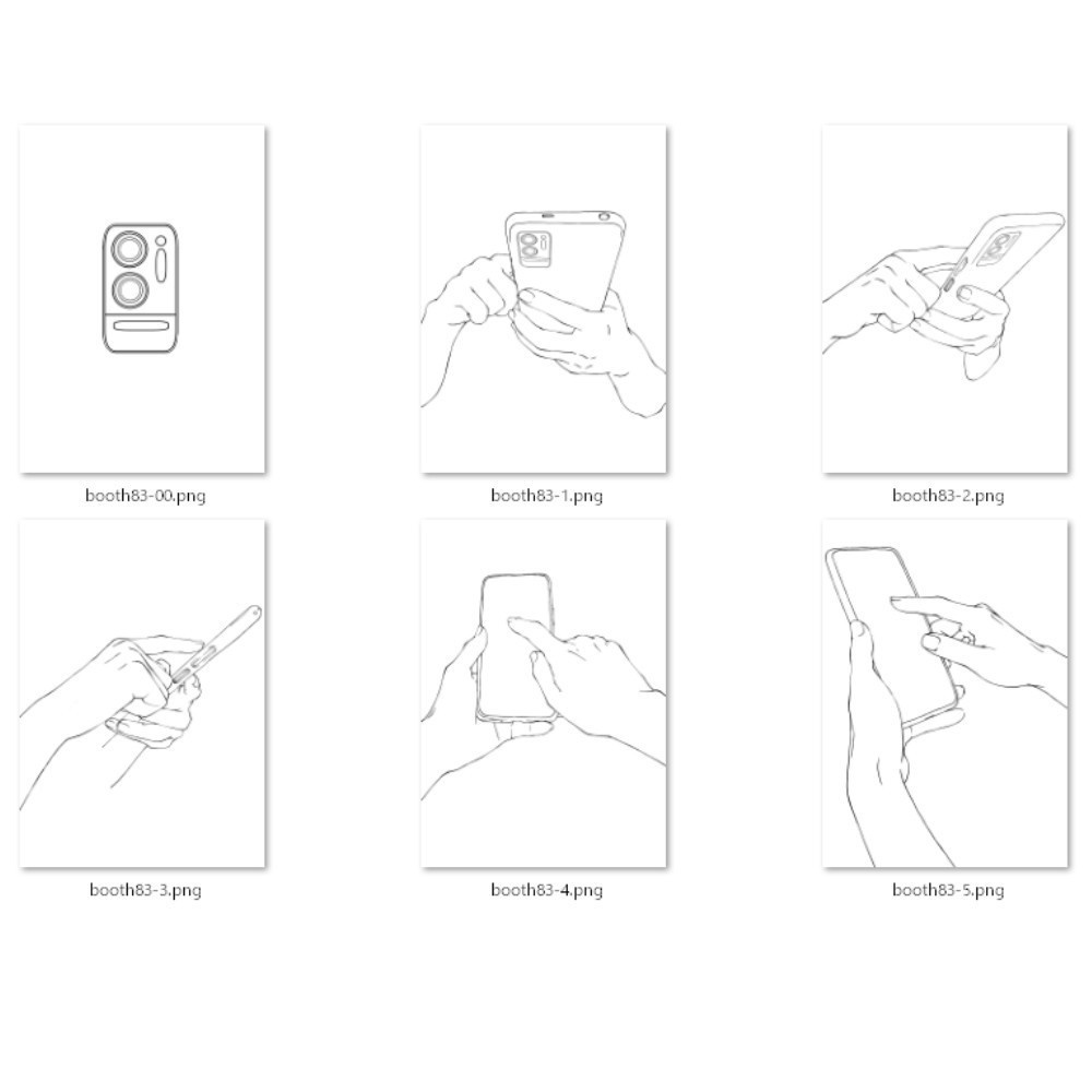 83.左手でスマホを持ち右手で操作する手【イラスト・漫画用素材】無料サンプルございます